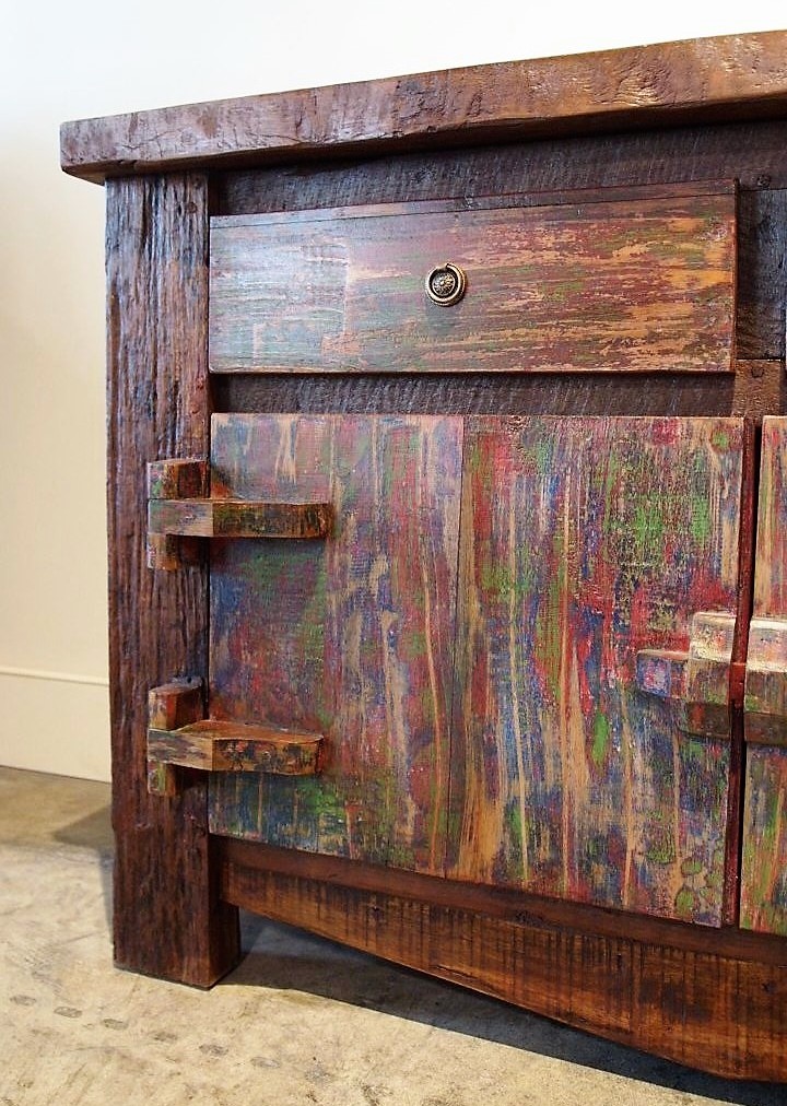 Traditional Hinge Reclaimed Wood Console Gado Gado