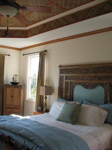 Indonesian Carved Bed Panel as Headboard - Client Photo