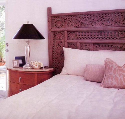 Old Indonesian Bed Panel as Headboard: Florida Design Magazine