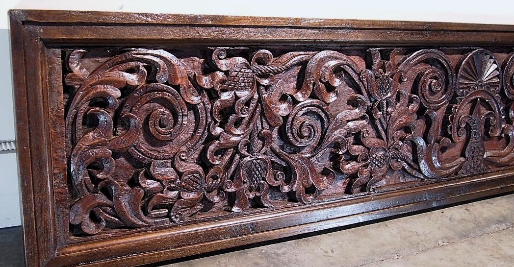 Large Old Carved Architectural Panel with Frame