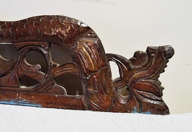 Old Carved Teak Panel with Dragons 126
