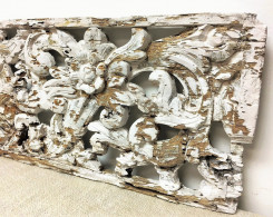 Old Painted Hand Carved Architectural Panel 206