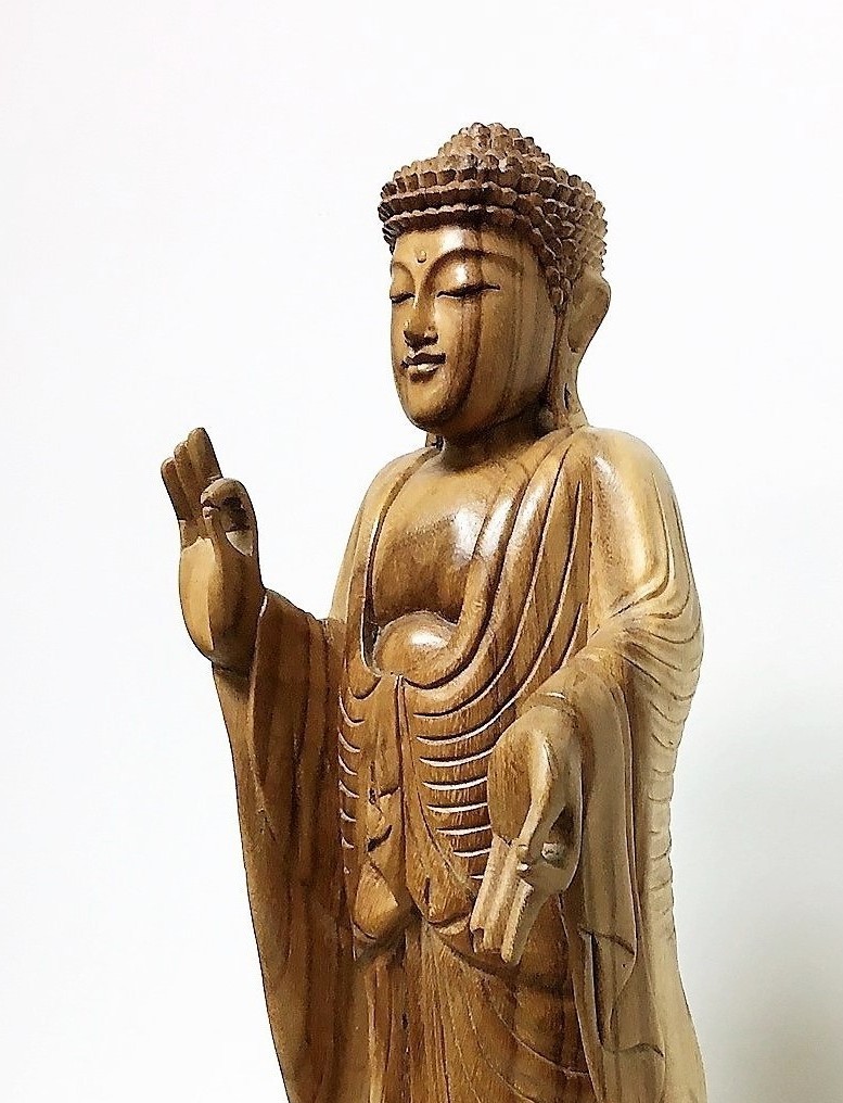Hand Carved Standing Buddha Balinese Statue