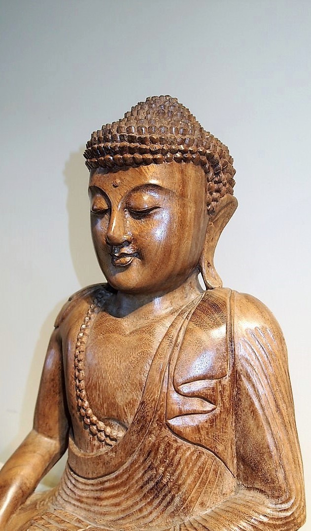 Large Meditating Buddha Balinese Wood Carving Statue