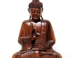Hand Carved Sitting Buddha Bali Wood Carving Statue
