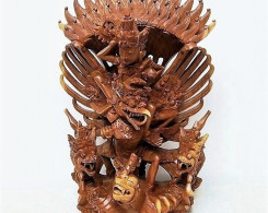 Hand Carved Vishnu Riding Garuda Statue from Bali