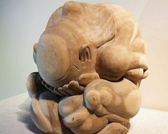 Large Weeping Yogi Balinese Wood Carving