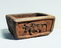 Old Carved Teak Bowl Vessel