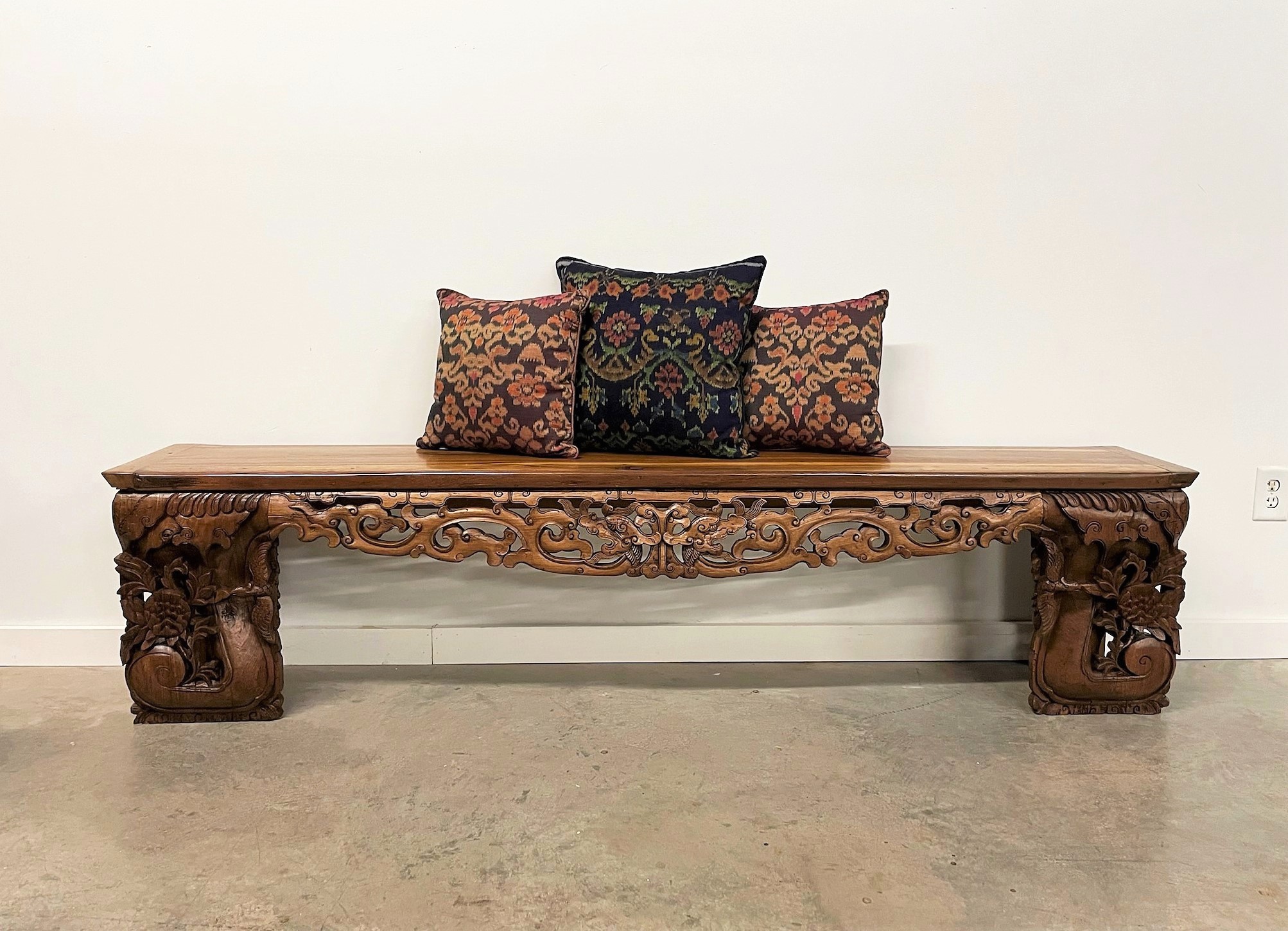 Hand Carved Asian Bench
