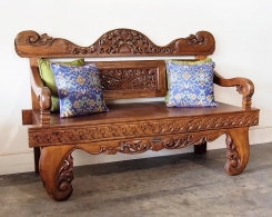 Hand Carved Bali Bench Reclaimed Teak