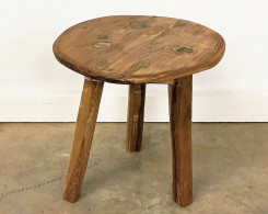 Round Reclaimed Wood Rustic Stool