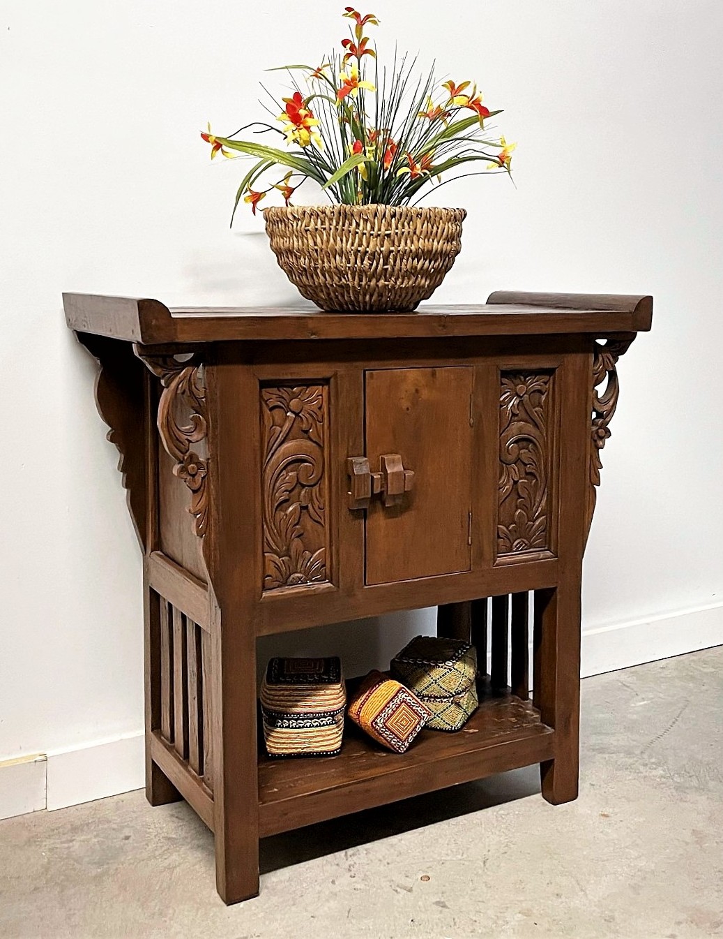 Carved Indonesian Console Table