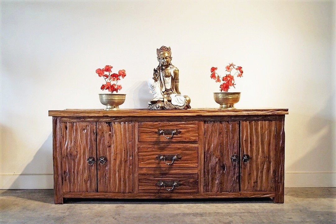Reclaimed Teak Large Sideboard with Brass Handles