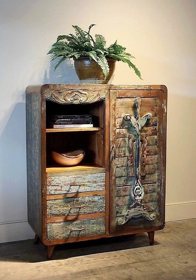 Painted Mid-Century Modern Cabinet Bali Style