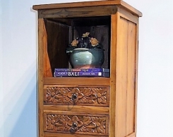 Carved Drawer Indonesian Display Cabinet