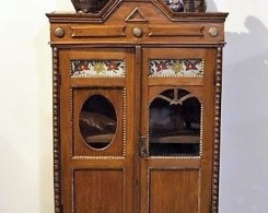 Old Colonial Painted Glass Accent Cabinet