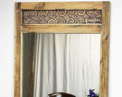 Reclaimed Wood Carved Panel Mirror