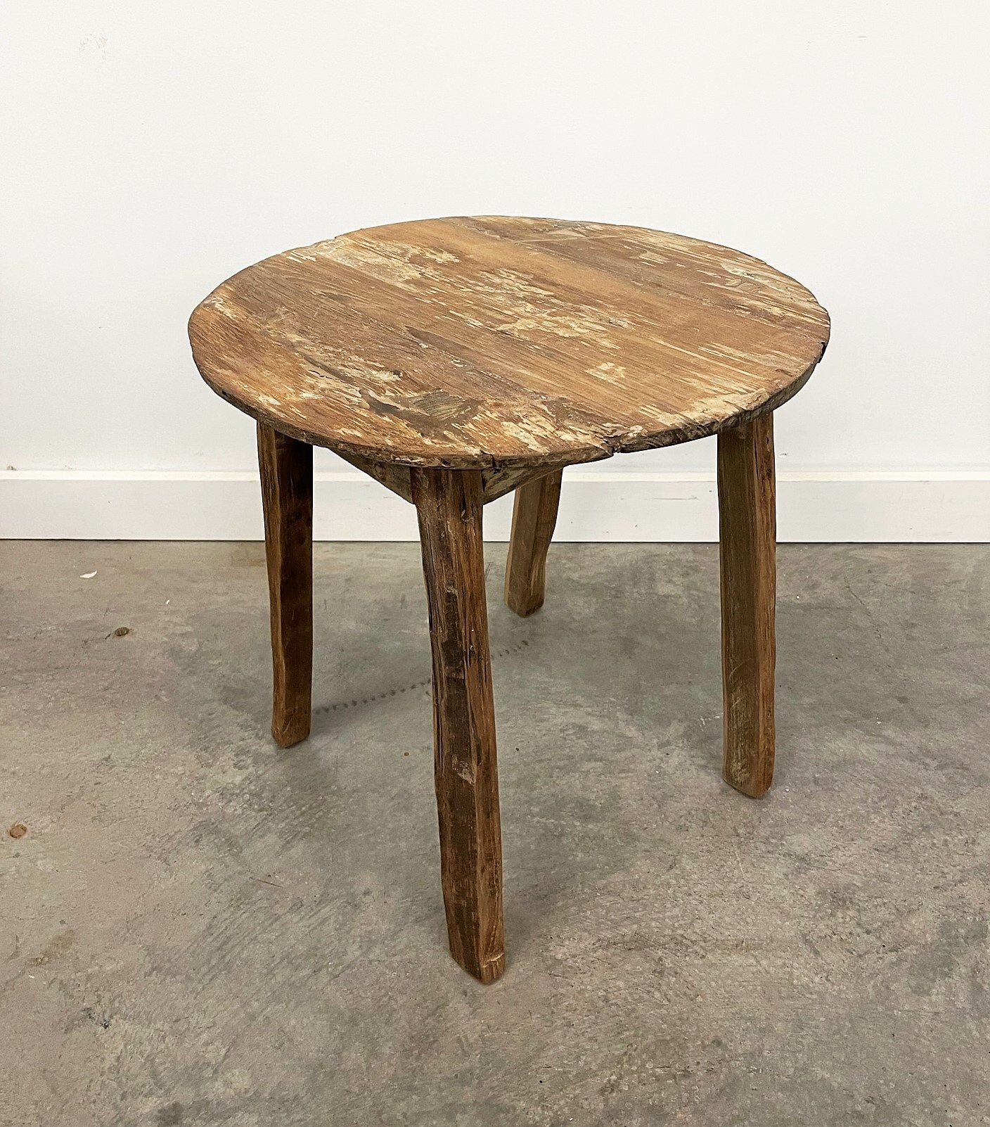 Rustic Reclaimed Teak Round Accent Table
