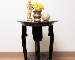 Old Loom Accent Table with Glass