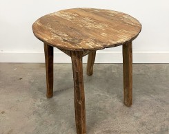 Rustic Reclaimed Teak Round Accent Table