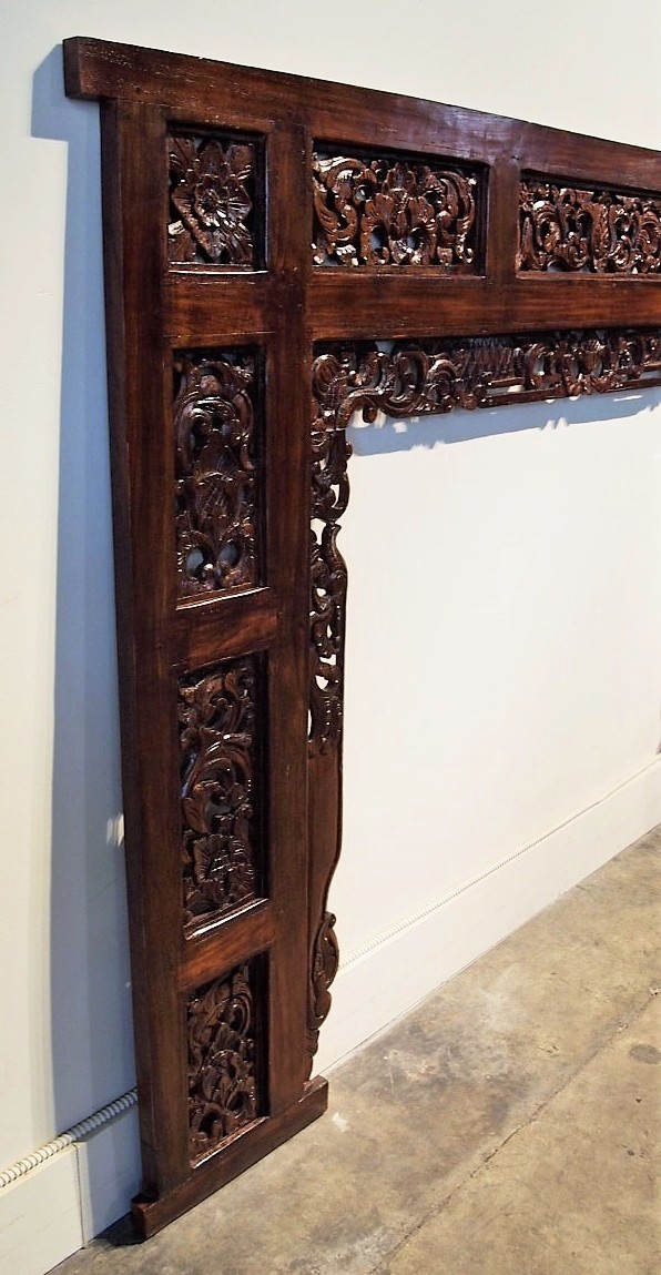 Hand Carved Indonesian Teak Panel Headboard | Gado Gado