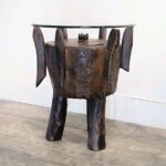 Round Tribal Side Table with Glass Top 3
