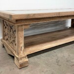 Organic Modern Reclaimed Teak Carved Coffee Table