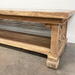 Organic Modern Reclaimed Teak Carved Coffee Table