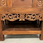 Reclaimed Teak Carved Indonesian Side Table with Drawer