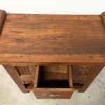 Reclaimed Teak Carved Indonesian Side Table with Drawer
