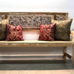 Carved Whitewashed Reclaimed Wood Bench from Gado Gado Furniture Carved Whitewashed Reclaimed Wood Bench from Gado Gado Furniture
