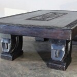 Large Single Slab Carved Tribal Coffee Table from Gado Gado Large Single Slab Carved Tribal Coffee Table