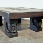 Large Single Slab Carved Tribal Coffee Table Large Single Slab Carved Tribal Coffee Table