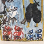 Vintage Painted Wayang Kris Panel