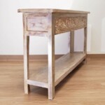 Whitewashed Carved Console Table with Shelf from Gado Gado Whitewashed Carved Console Table with Shelf from Gado Gado