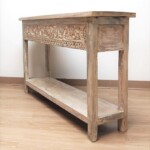 Whitewashed Carved Console Table with Shelf from Gado Gado Whitewashed Carved Console Table with Shelf from Gado Gado