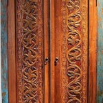 Distressed Reclaimed Teak Carved Cabinet Distressed Reclaimed Teak Carved Cabinet