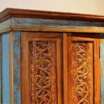 Distressed Reclaimed Teak Carved Cabinet Distressed Reclaimed Teak Carved Cabinet