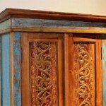 Distressed Reclaimed Teak Carved Cabinet Distressed Reclaimed Teak Carved Cabinet