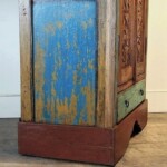 Distressed Reclaimed Teak Carved Cabinet