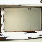 Distressed Whitewashed Vintage Mirror