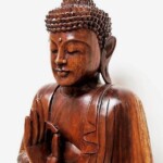 Hand Carved Sitting Buddha Bali Wood Carving Statue from Gado Gado