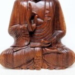 Hand Carved Sitting Buddha Bali Wood Carving Statue from Gado Gado