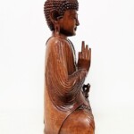 Hand Carved Sitting Buddha Bali Wood Carving Statue from Gado Gado