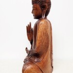 Hand Carved Sitting Buddha Bali Wood Carving Statue from Gado Gado
