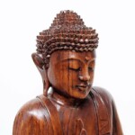 Hand Carved Sitting Buddha Bali Wood Carving Statue from Gado Gado