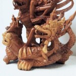 Hand Carved Vishnu Riding Garuda Statue from Bali