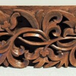 Intricately Carved Old Teak Panel 195 from Gado Gado