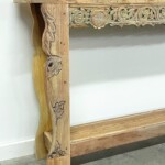 Long Narrow Carved Artisan Console Table with Shelf at Gado Gado