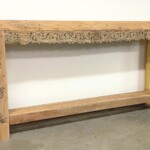 Long Narrow Carved Artisan Console Table with Shelf Long Narrow Carved Artisan Console Table with Shelf